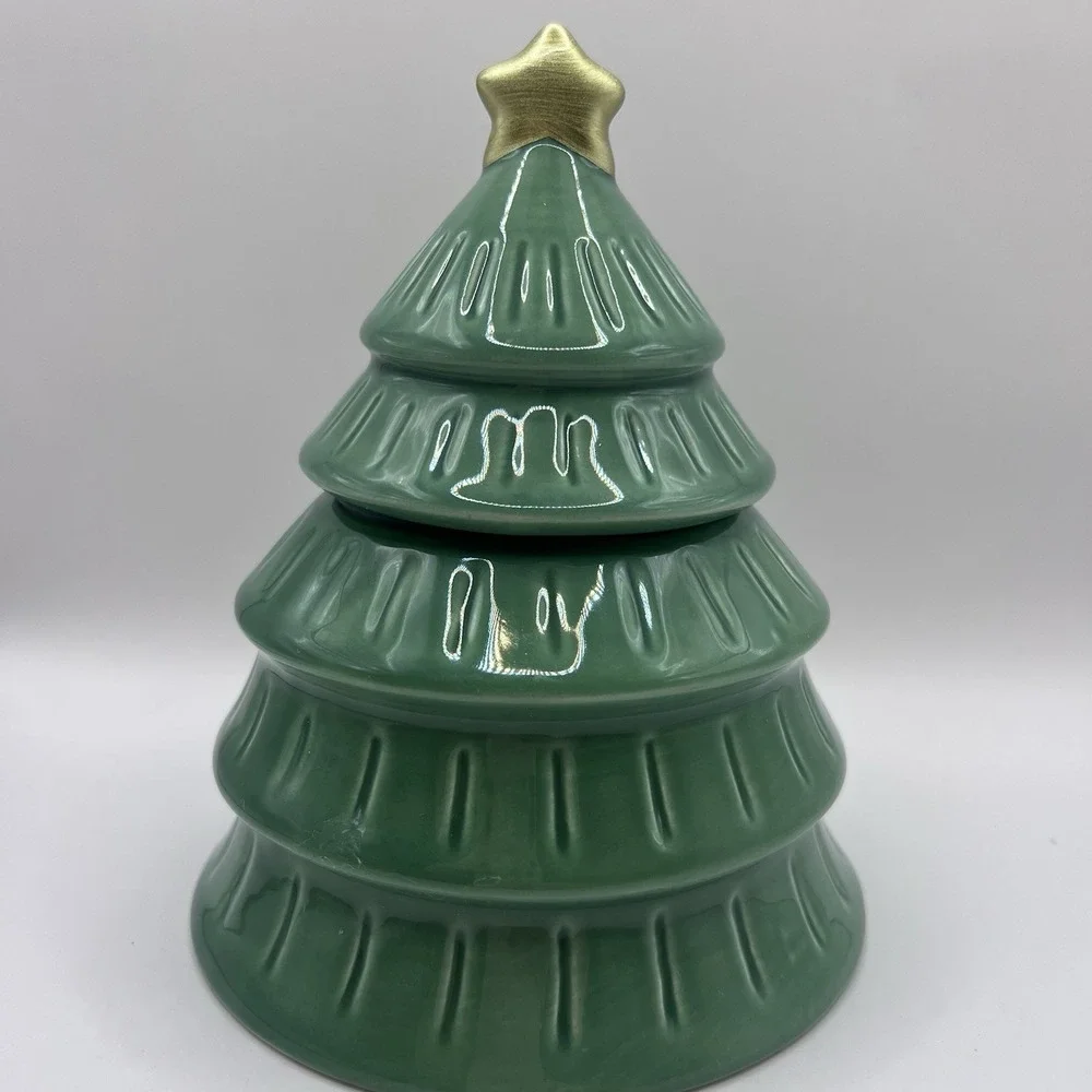 Target Bullseye Playground Christmas Tree Cookie Jar Fillable Canister 7